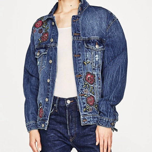 zara embroidered denim jacket
